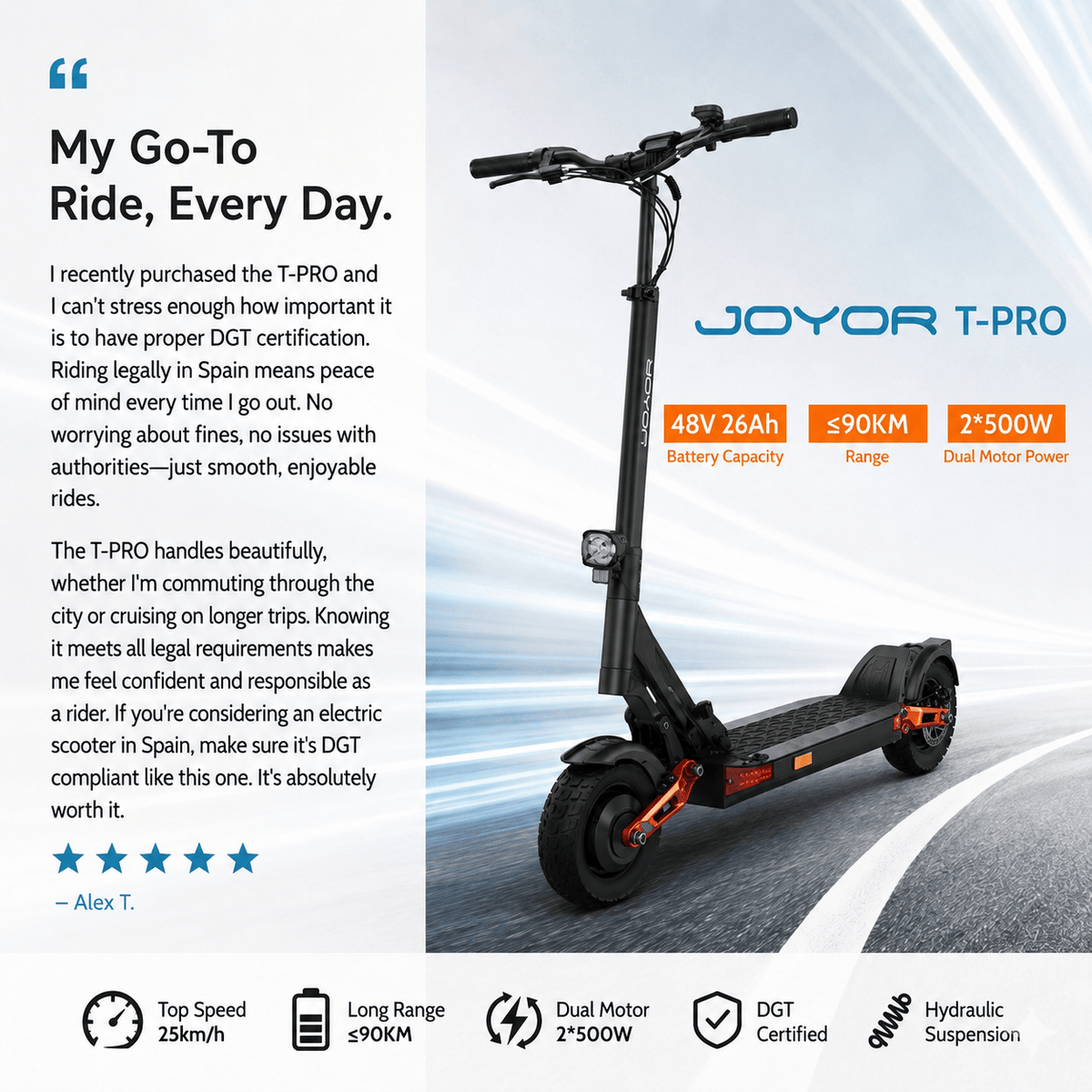 joyor-t-pro-48v-26ah-dgt-certified-electric-scooter